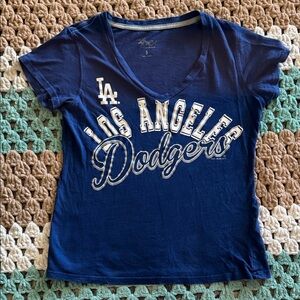 Los Angeles Dodgers Blue V-Neck T-Shirt Top Womans sz Small